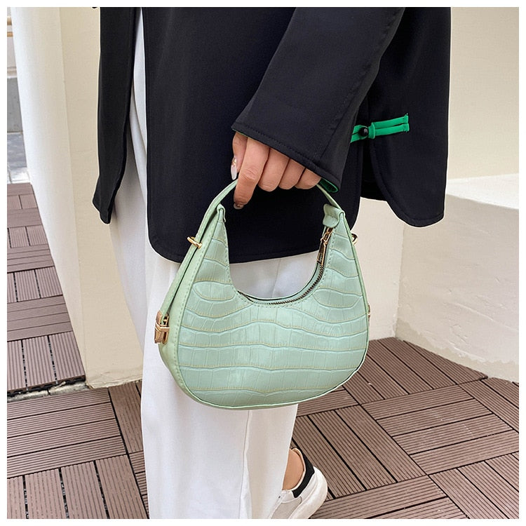 Darianrojas PU Leather Women Luxury Designer Handbag Purses Fashion Vintage  Double Zipper Half Moon Crescent Hobos Shoulder Bags