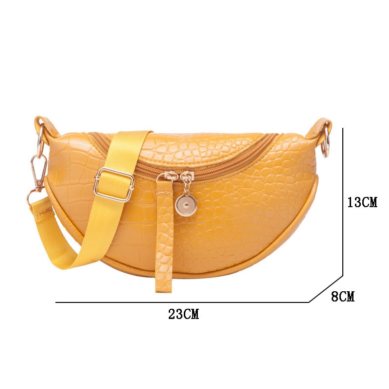 Darianrojas PU Leather Trend Women's Bag New Fashion Chest Bag Crocodile Pattern Zipper Women's Shoulder Messenger Bag Luxury Handbags