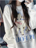 Kawaii Anime Hoodies Women Harajuku Hip Hop Oversized Sweatshirts Cute Cartoon Loose Casual O-neck Tops Korean Fashion