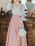 Autumn Vintage Fairy Slim Dress Women Patchwork Pink Elegant Party Midi Dress Female Korean Fahsion One Piece Casual Dress