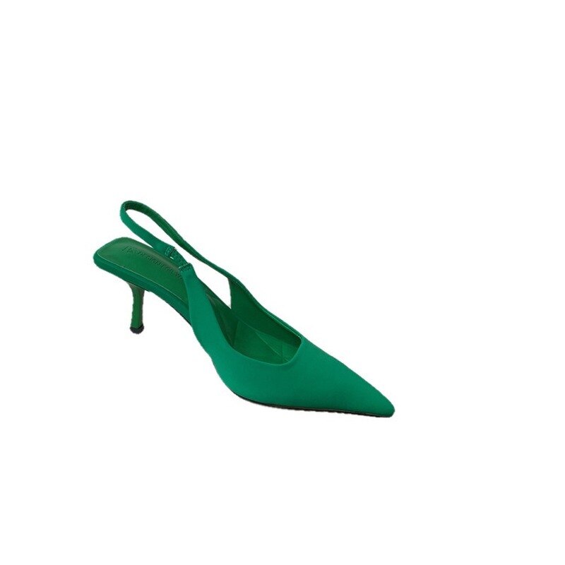 Darianrojas Women Summer Shoes New Fashion Pointed Toe Stiletto Medium Heel High Heels Women Back Empty Toe Sandals Green Women's Shoes