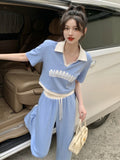 Summer Sporty Casual Sets Women Ulzzang Simple Hotsweet Crop Tops Fashion Ins Chic Schoolgirls Letter T-shirts Pants 2 Pieces