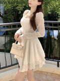 Sexy Y2k Mini Dresses Woman Pure Color Long Sleeve Dress Casual Elegant One Piece Dress Korean Fashion  Spring Slim Design
