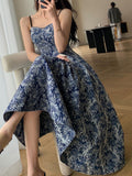 Women Fashion New Floral Casual Midi Dress Spaghetti Strap Elegant Slim A-Line Maxi Vestidos Female Chic Vintage Mujers Robe