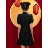 Vintage Old Shanghai Dragon&Phoenix Qipao Elegant Women Cheongsam  Collar Sexy Short Chinese Dress Vestidos