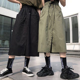 Harajuku Long Skirt Pants Women Elastic Waist Oversized Cargo Pants Woman Summer Streetwear Wide Leg Trousers Female