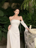 Boho Beach Stain Midi Dress Party Women Evening Design Long Sleeve Slim Elegant Bodycon Dress One Piece Dress Korea Fashion