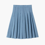 Fashion   woman clothes pure colour pleated skirt cover knee lady skirts