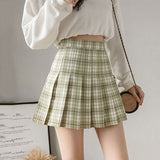 Summer Plaid Skirt Short Women Mini Korean Skirt School Women A Line Checkered High Waist Skirt Female