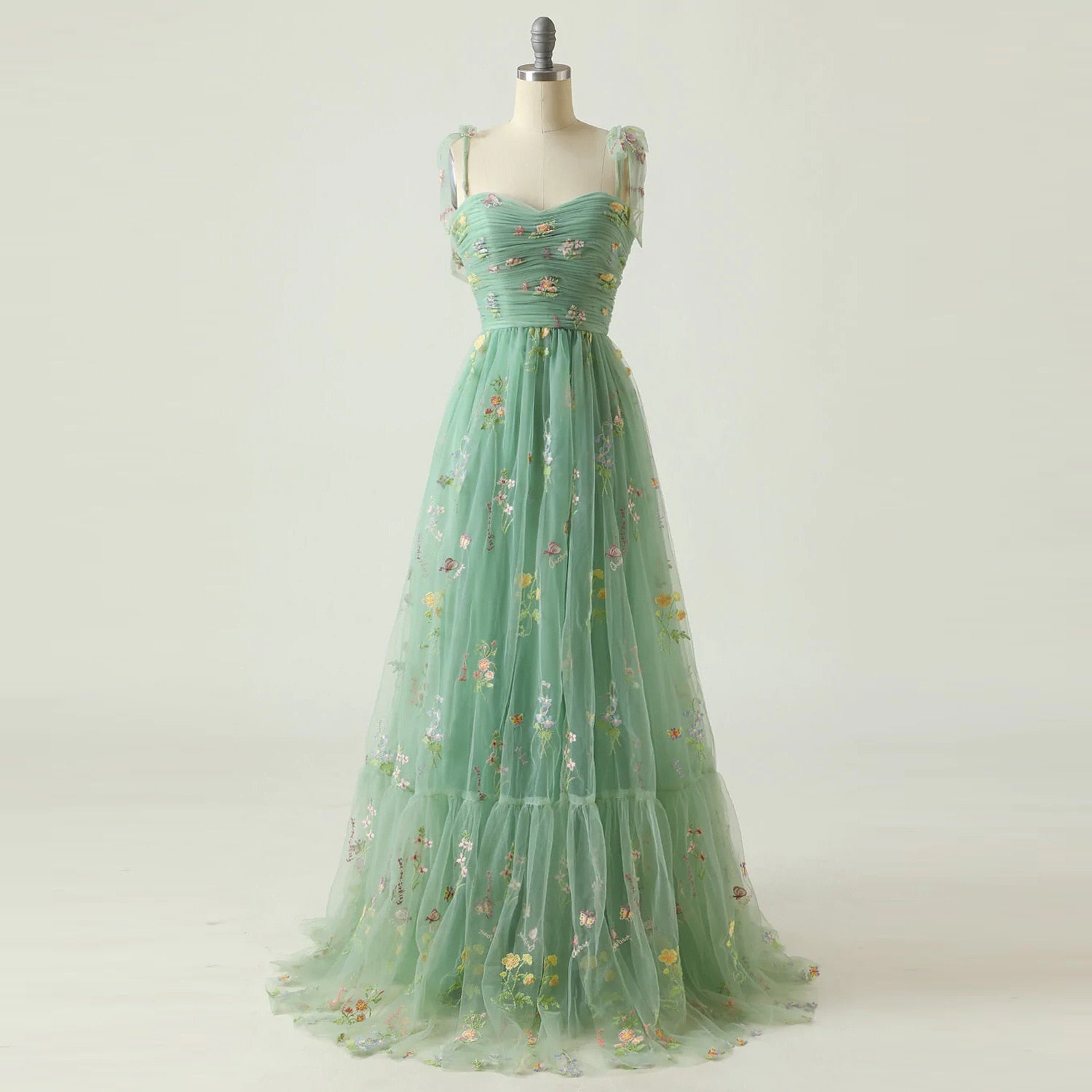 Elegant Party Dress Prom Dresses Mint Green Adjustable Straps Shiny Love Tulle Tea Length Wedding Party Graduation Dress