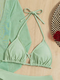 3 Pieces Set Swimsuit Women High Waist Swimwear Sexy Lace Up Micro Bikini Set With Skirt New Solid Beachwear Bathing Suit