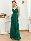 Elegant Green Sequins V Neck Evening Dress Guest Wedding Party Maxi Formal Dress  Women Long Prom Cocktail Dress