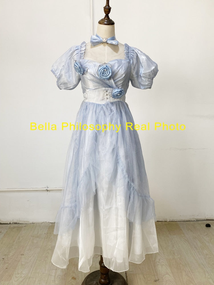 Darianrojas Flower Wedding Lolita Dress Light Gradient Blue Rose Fairy Princess Kawaii Sweet Elegant Lolitas Tea Party Dresses Victorian