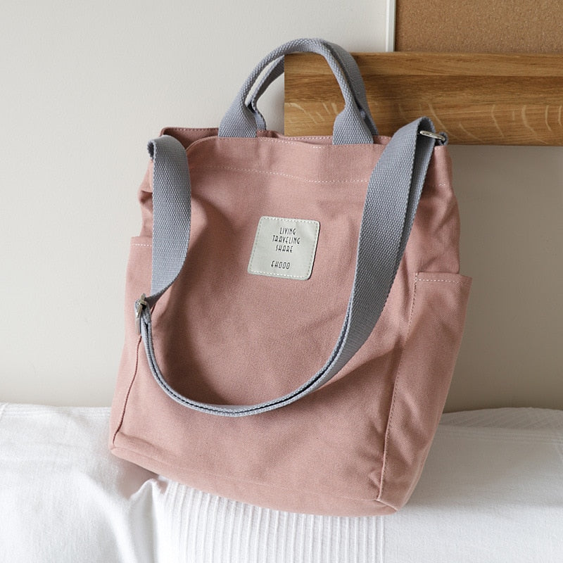 Darianrojas Korean Art Canvas Shoulder Bag Handbag Simple Small Fresh Messenger Bag Casual Cloth Bag Shopping Bag Purses and Handbags