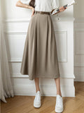 High Waist Casual Women New Arrival  Fashion Korean Style Solid Color All-match Ladies Elegant A-line Long Skirt W1082