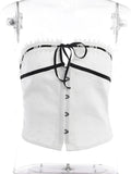 Lace Bandage Sleeveless Off-shoulder Crop Top Fashion Sexy Corset Crop Tops Vest Female Backless Bustier Top Vest