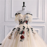 New Champagne Quinceanera Dresses Luxury Lace Party Dress Off The Shoulder Prom Ball Gown Plus Size Quinceanera Gown