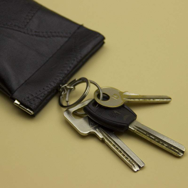 Darianrojas New Fashion Leather Long Pocket Key Wallet Keyring Coin Purse Women Men Small Short Money Change Bag Little Card Holder