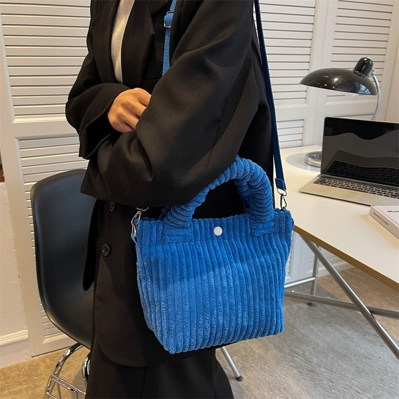 Darianrojas Corduroy Casual Women's Side Shoulder Crossbody Bag Trend New Cotton Zipper Tote Handbags Designer Ladies Shopper Purse