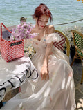 Darianrojas Fashion Floral Print Princess Elegant Midi Dress Party Summer Dresses Flowy Vintage Prom Elbise Chic Holiday Beach Boho Vestidos