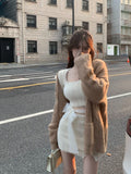 Autumn Knitted 2 Piece Dress Set Woman Slim Bodycon Y2k Mini Skirt + Long Sleeve Fairy Crop Tops Female Casual Korean Suit
