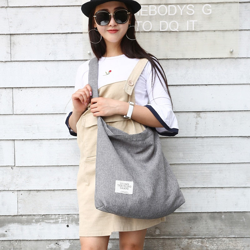 Darianrojas Korean Canvas Bag Fashionable Women Simple Large Capacity Hand Bill Of Lading Shoulder Cross Versatile Retro Canvas Bag
