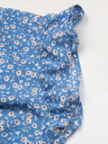 Summer Retro Women's O Neck Sleeveless Midi High Waist Blue Floral A Line Chic Long Dress For Fashion
