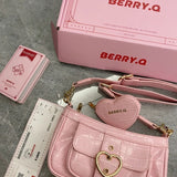 Darianrojas Harajuku Kawaii Lolita Shoulder Bag Women PU Leather Candy Color Sweet Cute Crossbody Bag With Coin Purse Handbags Wallet
