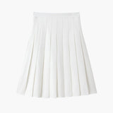 Fashion   woman clothes pure colour pleated skirt cover knee lady skirts