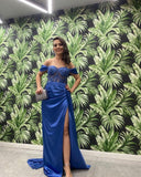 Thinyfull Sexy Prom Evening Dresses Long Off the Shoulder Party Dress  Appliques High Split Cocktail Gown Saudi Arabia Dubai