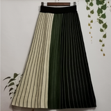 Autumn Winter Knitting Skirt High Waist Long Pencil Skirt Women Knitted Casual Vintage Maxi Skirt Vintage Warm Thick Midi Stripe