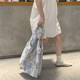 Darianrojas Women's Bag Cheap Casual Large Capacity Shoulder Bags Shopper Canvas Fashion Harajuku Zipper Flower Print Ulzzang Handbags
