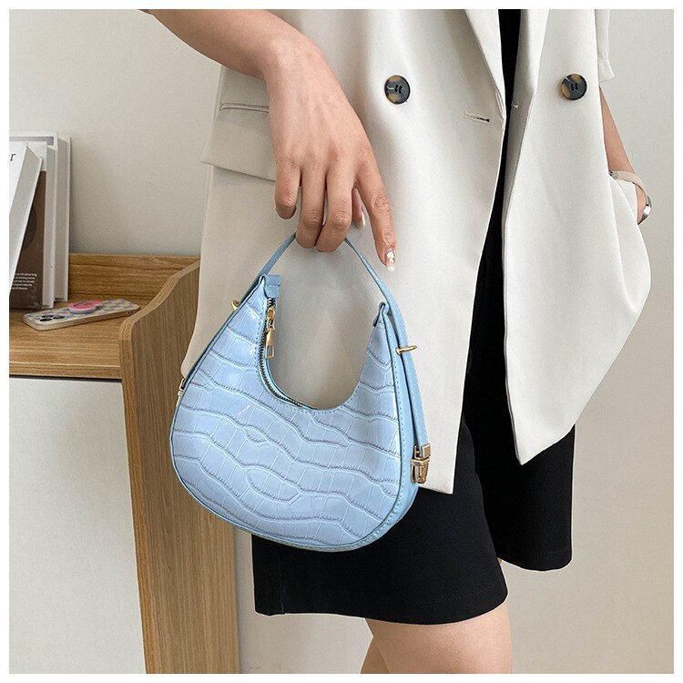 Darianrojas PU Leather Women Luxury Designer Handbag Purses Fashion Vintage  Double Zipper Half Moon Crescent Hobos Shoulder Bags