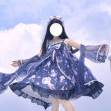 Darianrojas Japanese Sweet Kawaii Lolita Dress Deep Sea Jellyfish Blue Cute Jsk Suspender Dress Fairy Dress Goth Lolita Kawaii Dress