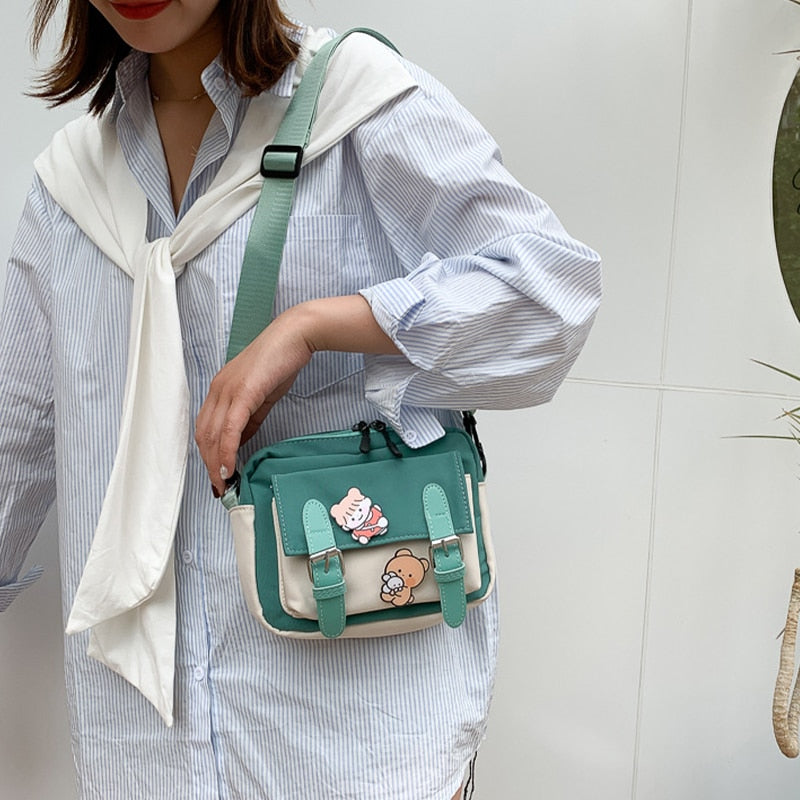 Darianrojas Winter New Canvas Women's Bag Fashion Belt Decorative Cloth Bag Korean Style One-shoulder Diagonal Small Bag Bungy Bag