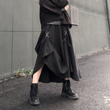 Gothic Elastic Waist A-line Girl Korean Students Clothing Harajuku Buckle Safars Summer Tide Irregular Skirts Womens