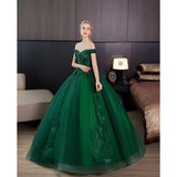 Green Quinceanera Dresses Party Prom Off The Shoulder Ball Gown Lace Embroidery Vintage Quinceanera Dress Plus Szie