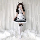 Darianrojas Sexy Lingerie Lolita Maid Cosplay Costume Women Headwear Apron Fake Collar Bowknot Black Dress Halloween Party Outfit