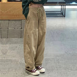 Women Vintage Cargo Pants Casual Solid Color Drawstring Wide Leg Baggy Sweatpants Harajuku Hip Hop Trousers Streetwear Pantalon