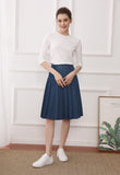 Fashion   woman clothes pure colour pleated skirt cover knee lady skirts