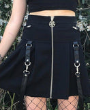 Sexy Straps Tank Top Women Gothic PU Red Plaid Streetwear Sashes Belt Zipper Punk Girl Summer Casual Crop Tops Camis