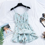 Women's Dress Sweet Summer Casual Fashion Bohemian Print Thin Strap Sleeveless Black Dress For Women