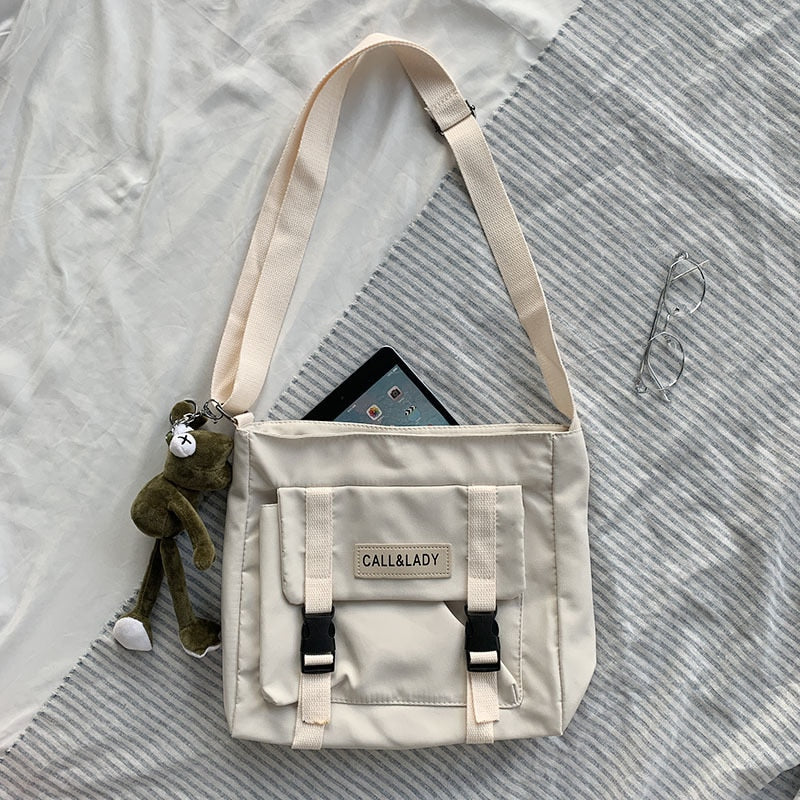 Darianrojas Japanese Simple Messenger Bag Korean Bag Student Nylon Waterproof Canvas Bag Crossbody Bags for Women Satchels