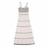 Summer New Women's Beach Style Knitted Slim Fit Slim Strap Long Dress Solid Color Knitted Hollow Elegant Tight Dress