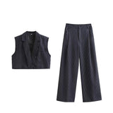 Woman Spring Autumn Vest and Long Pants Sets Women 2 Piece Set Women High Waisted Female Suit