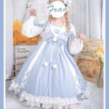 Darianrojas M-4XL Sweet Girly Pink Bow Lolita Dress Loose Long Sleeve Sweet Kawaii Tea Party Princess Cos Lolita OP Dress Fairy Kei