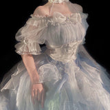 Darianrojas Victoria Elegant Sweet and Lovely KawaiiLolita Dress High Waist Short Sleeve A-line Puff Sleeve Princess Dress Fairy Dress