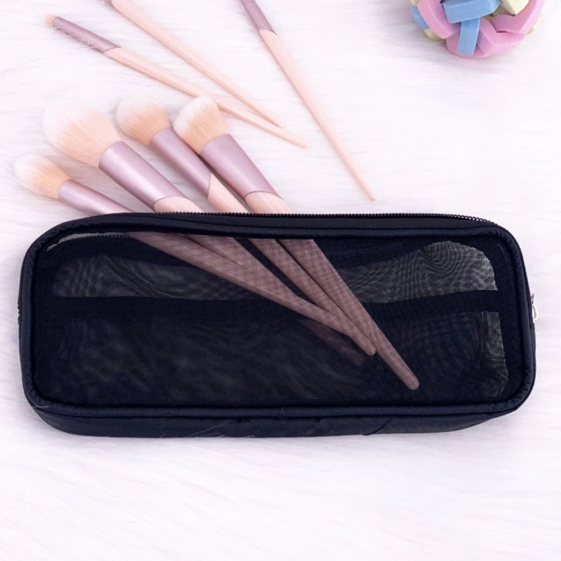 Darianrojas Makeup Brush Travel Case Cosmetic Toiletry Bag Organizer for Men Women Beauty Tools Mesh Dopp Kit Pouch Wash Storage Accessories