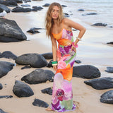 Y2k Sexy Printed Halter Dress For Women Holiday Slim Fit Sleeveless Floor Length Maxi Robe Summer Beach Holiday Vestidos