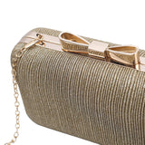 Darianrojas Evening Clutch Bag Women Bags Wedding Shiny Handbags Bridal Metal Bow Clutches Bag Chain Shoulder Bag
